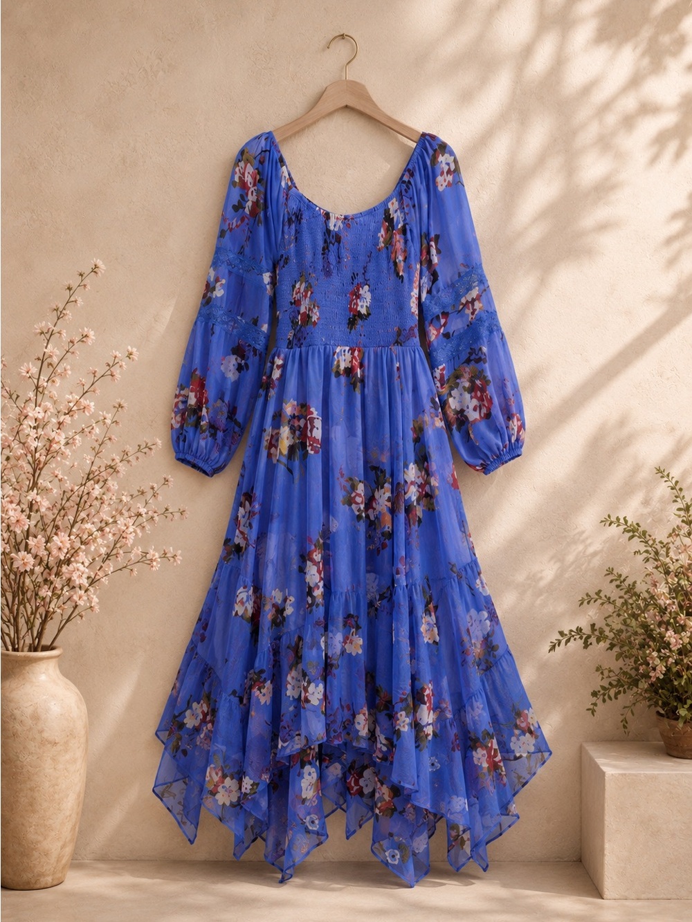 Free People Morning Glory Maxi Dress Handkerchief Hem